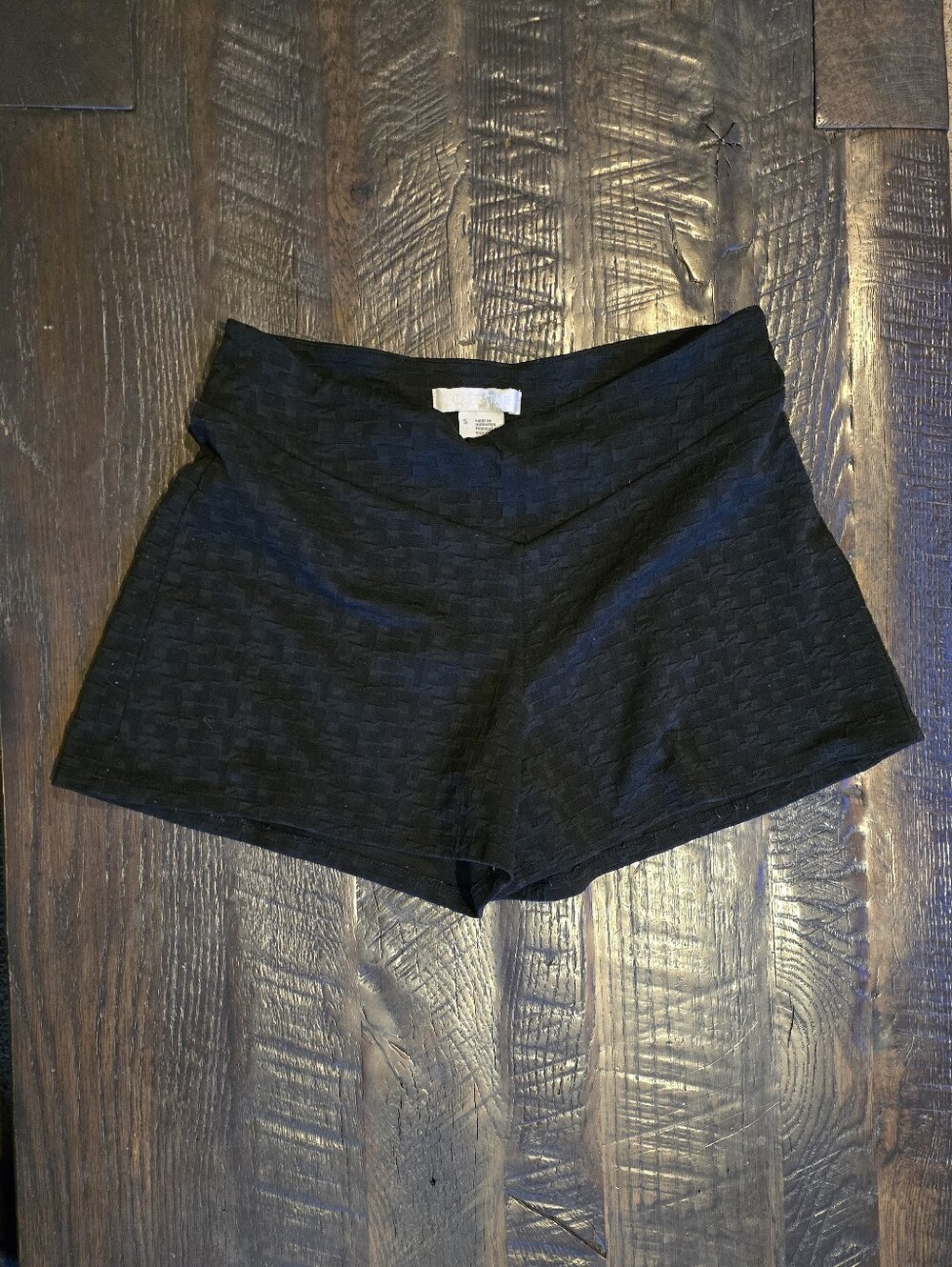 Cooperative Black High-Waist Textured Knit Shorts